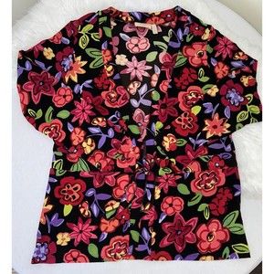 Vintage Choices Woman 2XL Acetate Spandex Slinky Traveler Knit Floral Jacket